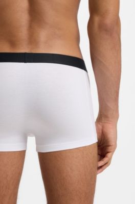 Lot de trois boxers courts en coton stretch avec taille logo, Blanc