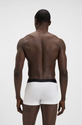 Three-pack of trunks in stretch cotton, White