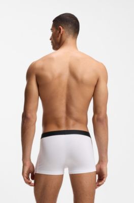 Three-pack of stretch-cotton trunks with logo waistbands, White