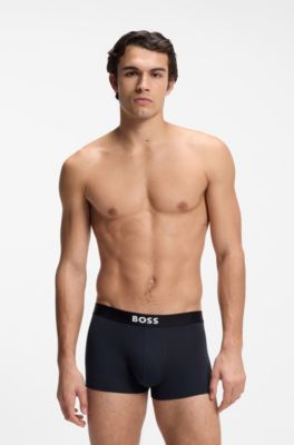 Paquete de tres calzoncillos de algod&oacute;n el&aacute;stico con logo en la cintura, Negro / Gris / Verde