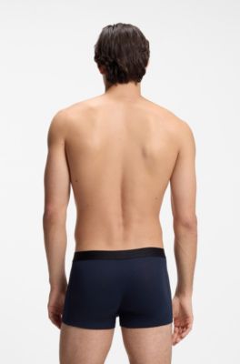 Three-pack of trunks in soft stretch cotton, Black / Grey / Green