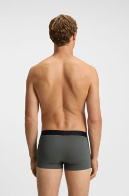 Three-pack of trunks in stretch cotton, Black / Grey / Blue