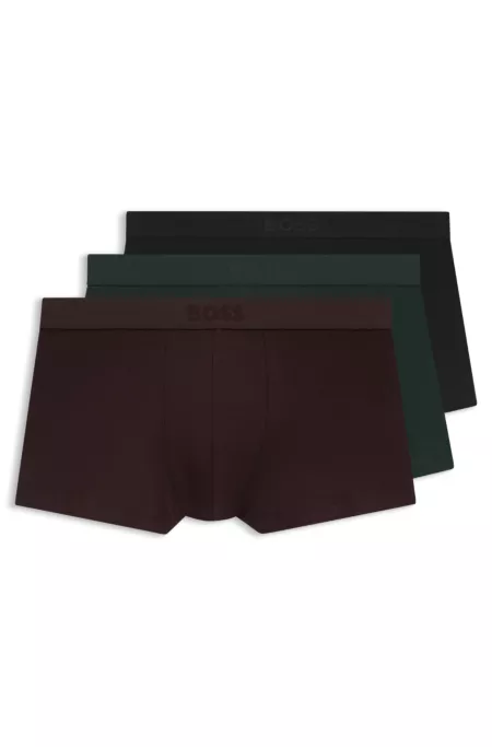 Lot de trois boxers courts en coton stretch avec taille logo
