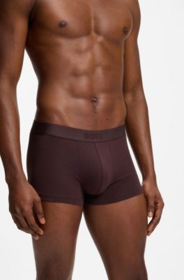Three-pack of stretch-cotton trunks with logo waistbands, Black / Green / Blue