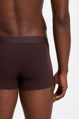 Three-pack of stretch-cotton trunks with logo waistbands, Black / Green / Blue