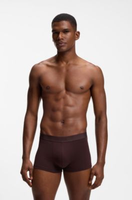 Three-pack of stretch-cotton trunks with logo waistbands, Black / Green / Blue