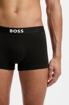Lot de trois boxers courts en coton stretch avec taille logo, Blanc / Gris / Noir