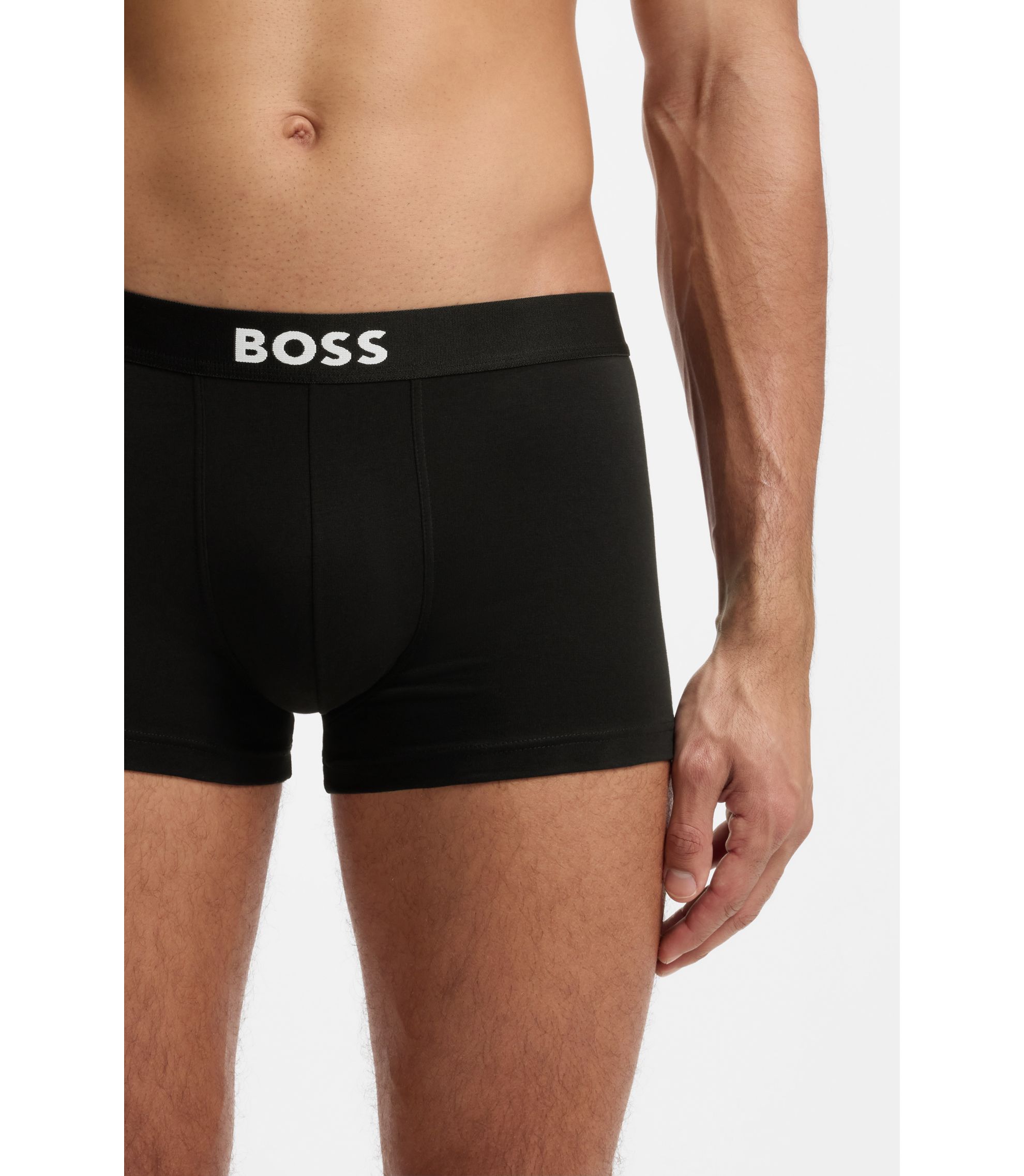 BOSS Three-pack of trunks in stretch cotton White Grey Black