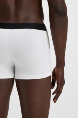 Three-pack of trunks in stretch cotton, White / Grey / Black