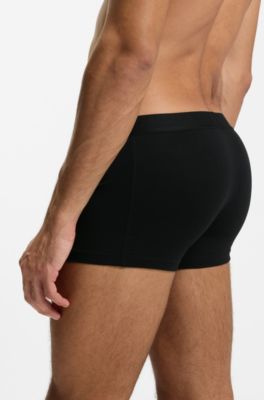 Three-pack of stretch-cotton trunks with logo waistbands, White / Grey / Black
