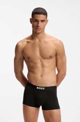 Lot de trois boxers courts en coton stretch avec taille logo, Blanc / Gris / Noir