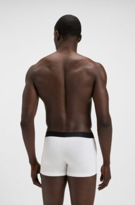 Three-pack of trunks in stretch cotton, White / Grey / Black
