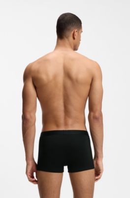 Lot de trois boxers courts en coton stretch avec taille logo, Blanc / Gris / Noir
