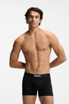 Three-pack of boxer briefs in stretch cotton, Black