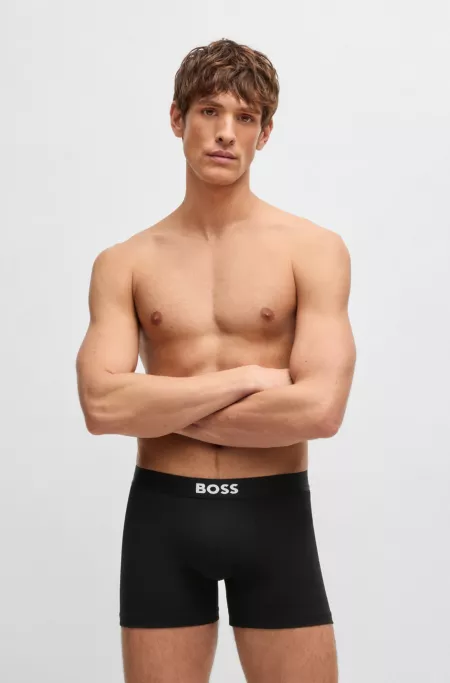 Three-pack of logo-waistband boxer briefs in stretch cotton