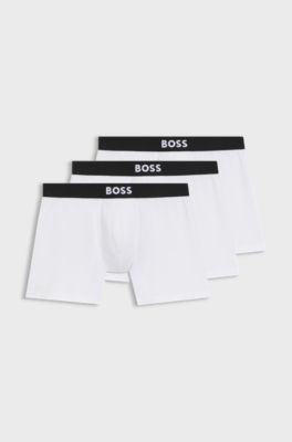 BOSS ONE three-pack of logo-waistband boxer briefs, White