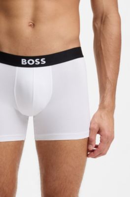BOSS ONE confezione da tre boxer con elastico in vita logato, Bianco