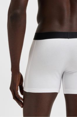 Paquete de tres calzoncillos b&oacute;xer en algod&oacute;n el&aacute;stico, Blanco