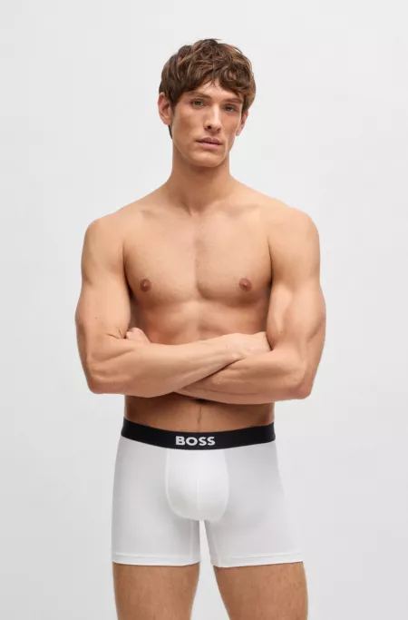 Three-pack of logo-waistband boxer briefs in stretch cotton