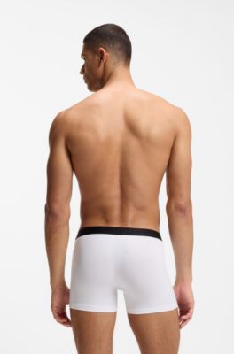 BOSS ONE three-pack of logo-waistband boxer briefs, White