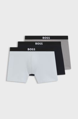 Three-pack of boxer briefs in stretch cotton, Blue / Grey