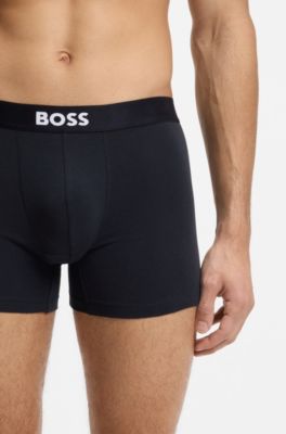 Three-pack of boxer briefs in stretch cotton, Blue / Grey