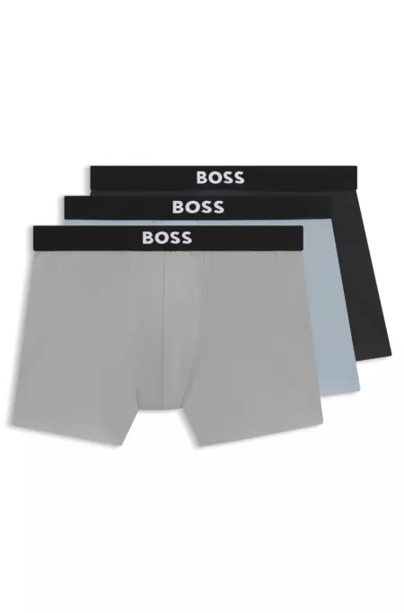 Three-pack of logo-waistband boxer briefs in stretch cotton