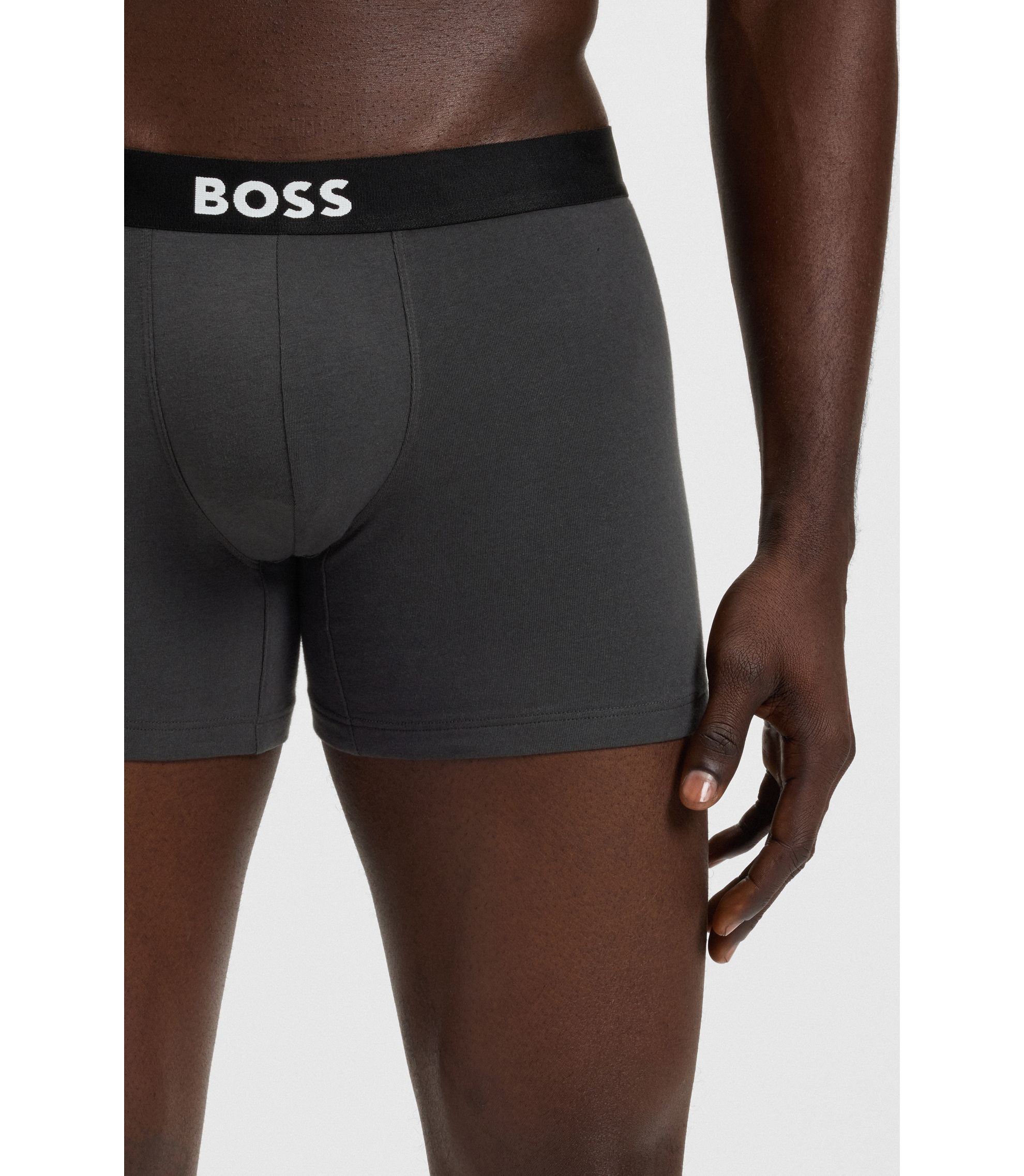 BOSS - ボクサーブリーフ3枚セット ストレッチコットン - ブルー / グレー