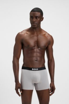 BOSS ONE lot de trois boxers longs avec taille logo, Bleu / Gris