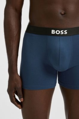Three-pack of boxer briefs in stretch cotton, Blue / Red / Black