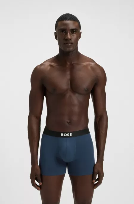 Three-pack of logo-waistband boxer briefs in stretch cotton