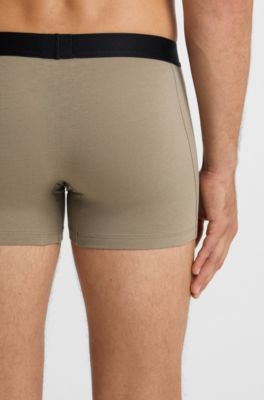 BOSS ONE three-pack of logo-waistband boxer briefs, Beige / Black / Blue
