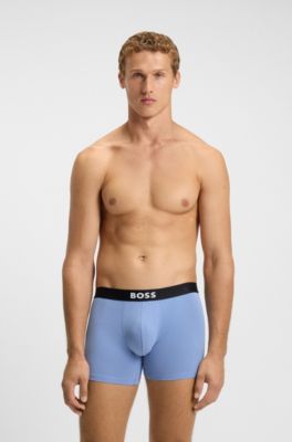 BOSS ONE three-pack of logo-waistband boxer briefs, Beige / Black / Blue