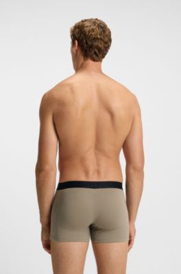 BOSS ONE three-pack of logo-waistband boxer briefs, Beige / Black / Blue