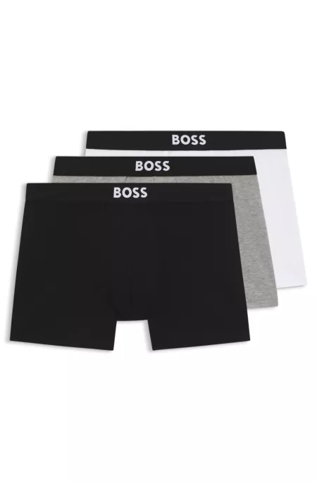 Three-pack of logo-waistband boxer briefs in stretch cotton