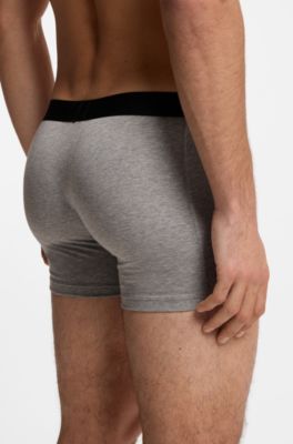 Dreierpack eng anliegende Boxershorts aus Stretch-Baumwolle, Wei&szlig; / Grau / Schwarz