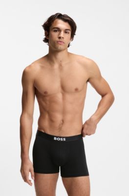 Three-pack of boxer briefs in stretch cotton, White / Grey / Black