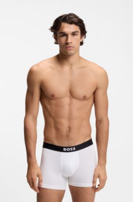 BOSS ONE paquete de tres calzoncillos b&oacute;xer con logotipo en la cinturilla, Blanco / Gris / Negro