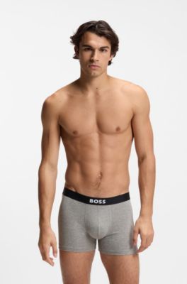 ロングボクサーパンツ3枚セット ストレッチコットン, White / Grey / Black