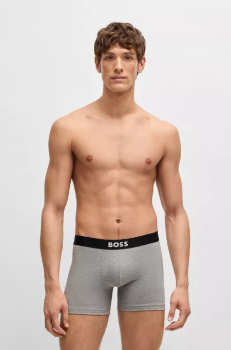 Three-pack of logo-waistband boxer briefs in stretch cotton