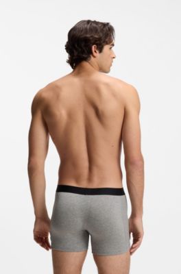 Paquete de tres calzoncillos b&oacute;xer en algod&oacute;n el&aacute;stico, Blanco / Gris / Negro