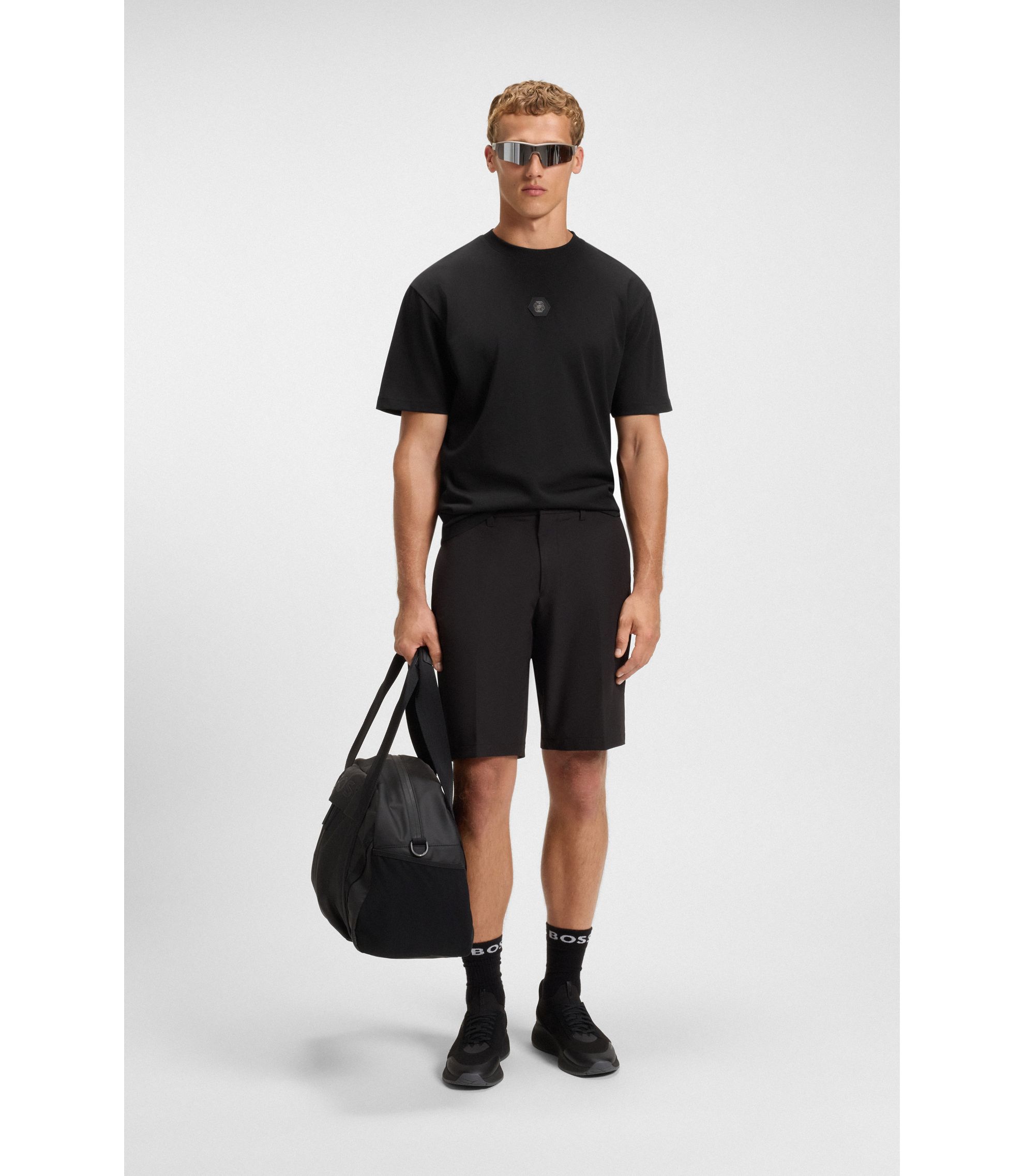 BOSS - コットンジャージー Tシャツ Double Bモノグラム - ブラック