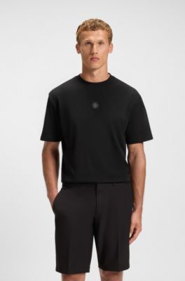 T-shirt met Double B monogram van katoenen jersey, Zwart