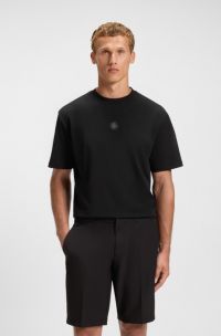 T-shirt in jersey di cotone con monogramma Double B, Nero