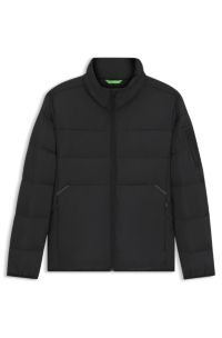 Water-repellent down jacket with sleeve pocket, Black