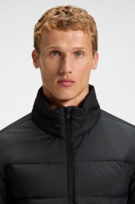 Water-repellent down jacket with sleeve pocket, Black