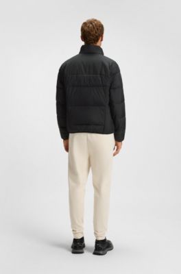 Water-repellent down jacket with sleeve pocket, Black