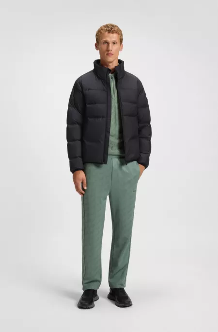 Water-repellent down jacket with sleeve pocket