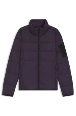 Water-repellent down jacket with sleeve pocket, Purple