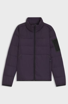 Water-repellent down jacket with sleeve pocket, Purple